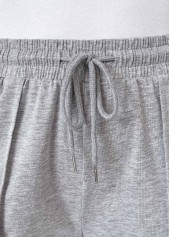 Grey Pocket Wide Leg Elastic Waist High Waisted Pants
