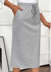 Grey Pocket Shift Dress Elastic Waist Skirt