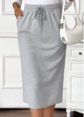 Grey Pocket Shift Dress Elastic Waist Skirt