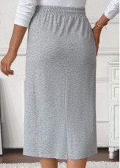 Grey Pocket Shift Dress Elastic Waist Skirt