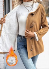 Dark Camel Tummy Coverage Long Sleeve Hooded Coat