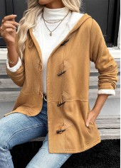 Dark Camel Tummy Coverage Long Sleeve Hooded Coat | thumb picture 