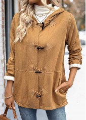 Dark Camel Tummy Coverage Long Sleeve Hooded Coat | thumb picture 