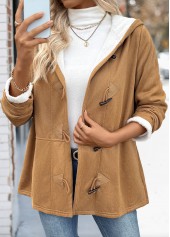 Dark Camel Tummy Coverage Long Sleeve Hooded Coat | thumb picture 