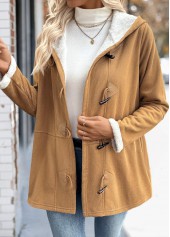 Dark Camel Tummy Coverage Long Sleeve Hooded Coat | thumb picture 