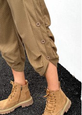 Dark Camel Pocket Straight Leg Elastic Waist Pants | thumb picture 