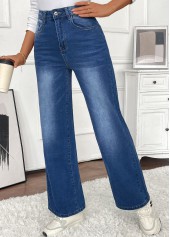 Denim Blue Pocket Wide Leg Button Fly Pants | thumb picture 