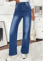 Denim Blue Pocket Wide Leg Button Fly Pants | thumb picture 