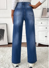 Denim Blue Pocket Wide Leg Button Fly Pants | thumb picture 