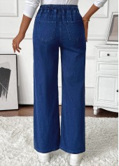 Denim Blue Pocket Wide Leg Elastic Waist Jeans | thumb picture 