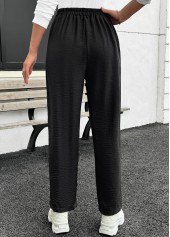 Black Pocket Straight Leg Elastic Waist High Waisted Pants | thumb picture 