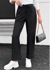 Black Pocket Straight Leg Elastic Waist High Waisted Pants | thumb picture 