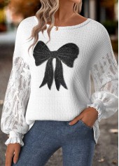 Raw White Tummy Coverage Geometric Print Long Sleeve Sweatshirt | thumb picture 