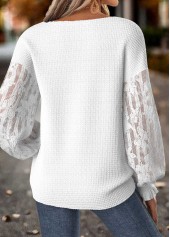 Raw White Tummy Coverage Geometric Print Long Sleeve Sweatshirt | thumb picture 