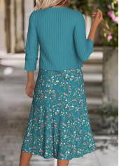 Peacock Blue Tummy Coverage Bracelet Sleeve Dress and Cardigan | thumb picture 
