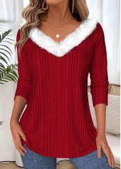 Wine Red Tummy Coverage Long Sleeve T Shirt