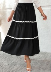 Black A Line Elastic Waist Maxi Skirt | thumb picture 
