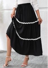 Black A Line Elastic Waist Maxi Skirt | thumb picture 