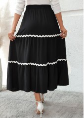 Black A Line Elastic Waist Maxi Skirt | thumb picture 
