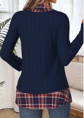 Navy Tummy Coverage Plaid Fake Two Piece Twinset | thumb picture 