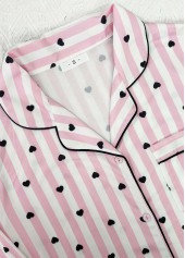 Pink Heart Print Long Sleeve Lounge Top and Pants | thumb picture 