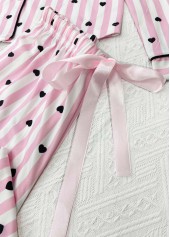 Pink Heart Print Long Sleeve Lounge Top and Pants | thumb picture 