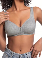 Grey Color V Neck Detail Bra