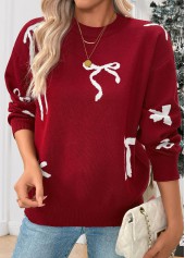 Christmas Wine Red Tummy Coverage Long Sleeve Sweater