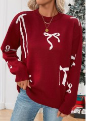 Christmas Wine Red Tummy Coverage Long Sleeve Sweater