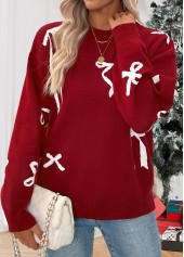 Christmas Wine Red Tummy Coverage Long Sleeve Sweater
