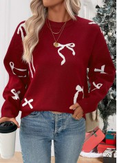 Christmas Wine Red Tummy Coverage Long Sleeve Sweater