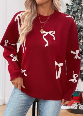 Christmas Wine Red Tummy Coverage Long Sleeve Sweater