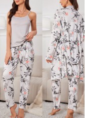 Grey Plants Print Lounge Top and Pants and Cardigan | thumb picture 