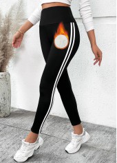 Black Striped Skinny Elastic Waist High Waisted Pants