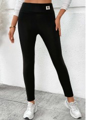 Black Skinny Elastic Waist High Waisted Pants | thumb picture 