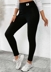 Black Skinny Elastic Waist High Waisted Pants | thumb picture 