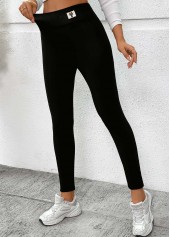 Black Skinny Elastic Waist High Waisted Pants | thumb picture 