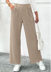 Light Camel Pocket Wide Leg Elastic Waist Pants