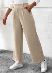 Light Camel Pocket Wide Leg Elastic Waist Pants