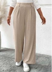 Light Camel Pocket Wide Leg Elastic Waist Pants