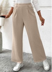 Light Camel Pocket Wide Leg Elastic Waist Pants