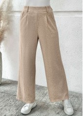 Light Camel Pocket Wide Leg Elastic Waist Pants