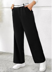 Black Pocket Wide Leg Button Fly High Waisted Pants