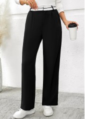 Black Pocket Wide Leg Button Fly High Waisted Pants