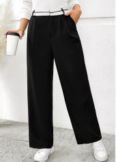 Black Pocket Wide Leg Button Fly High Waisted Pants