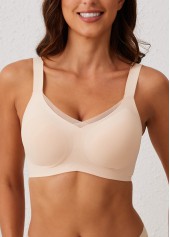 Skin Color V Neck Detail Bra