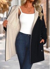 Black Tummy Coverage Long Sleeve Hooded Coat | thumb picture 