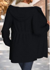 Black Tummy Coverage Long Sleeve Hooded Coat | thumb picture 