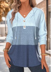 Blue Tummy Coverage Long Sleeve Hoodie