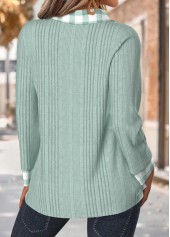 Light Green Tummy Coverage Plaid Long Sleeve T Shirt | thumb picture 